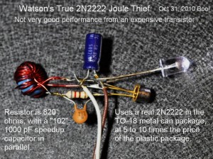 True 2N2222 Joule Thief